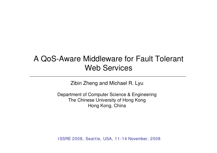 a qos aware middleware for fault tolerant web services