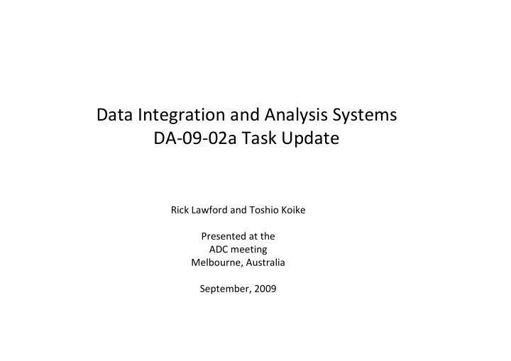 data integration and analysis systems da 09 02a task