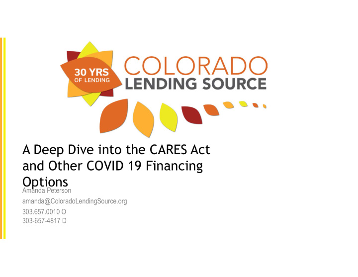 a deep dive into the cares act and other covid 19