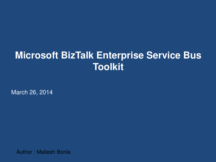 microsoft biztalk enterprise service bus