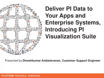 Your Apps and  Enterprise Systems,  Introducing PI  Visualization Suite  Presented by  Dineshkumar