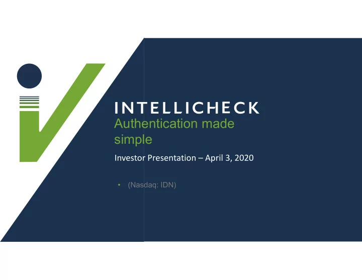 authentication made simple