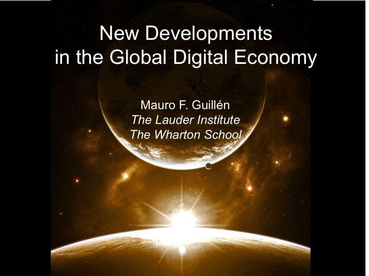 new developments in the global digital economy