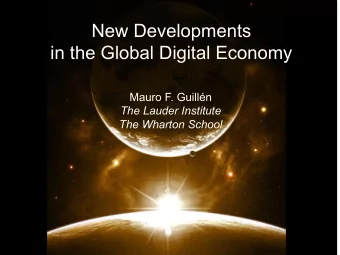New Developments  in the Global Digital Economy  Mauro F. Guilln  The Lauder Institute  The