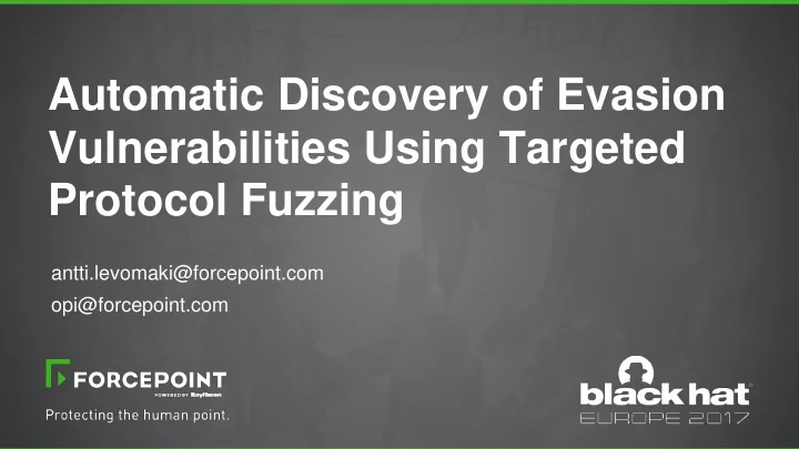 automatic discovery of evasion
