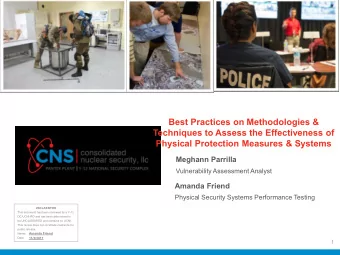 Best Practices on Methodologies &amp;  Techniques to Assess the Effectiveness of  Physical