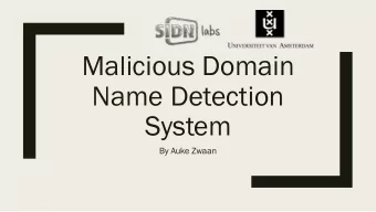 Name Detection  System  By Auke Zwaan  DNS  DNS  DNS  Give me google.  gle.nl  nl  DNS  Give me