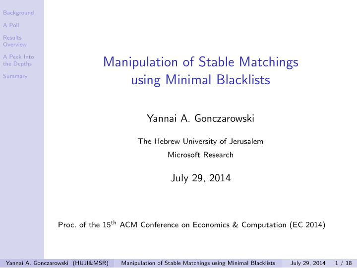 manipulation of stable matchings