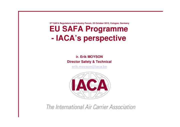 eu safa programme iaca s perspective