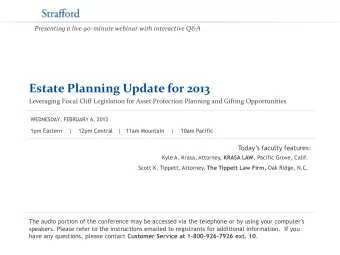 Estate Planning Update for 2013  Leveraging Fiscal Cliff Legislation for Asset Protection Planning