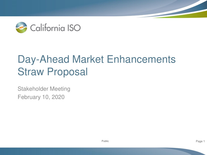 day ahead market enhancements straw proposal