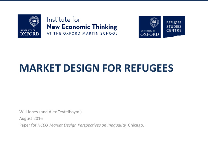 market design for refugees