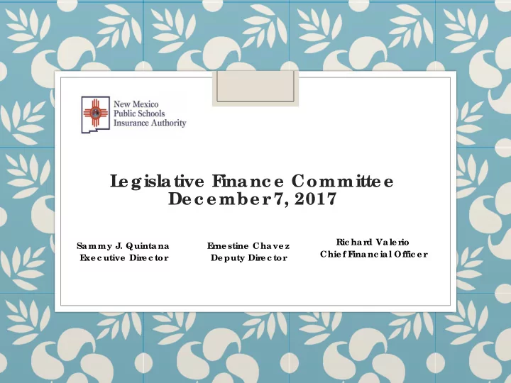 l egislative f inanc e committee dec ember 7 2017