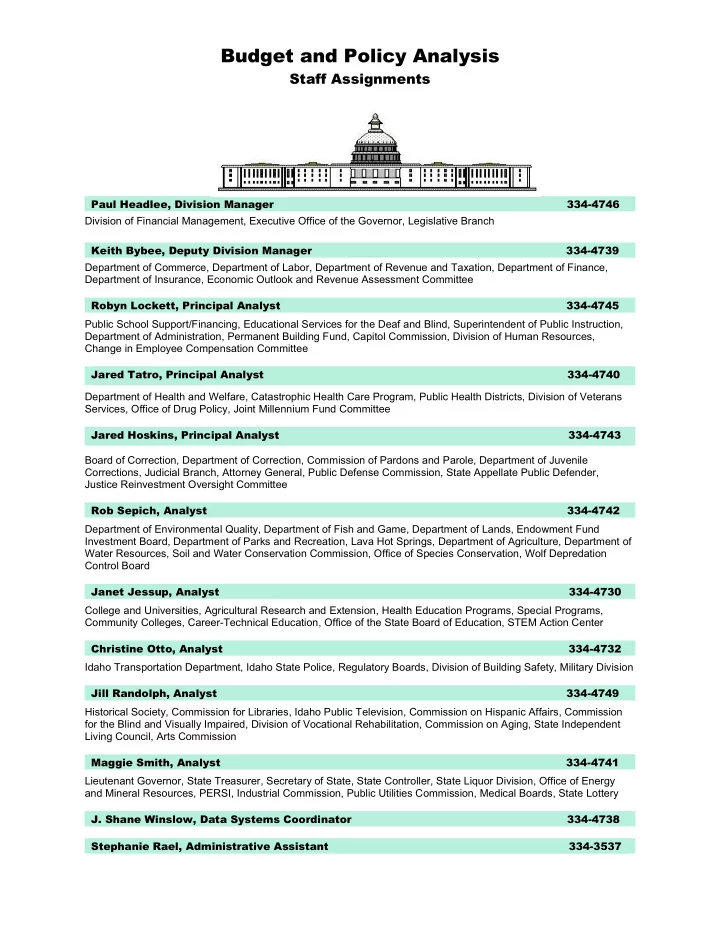 budget and policy analysis