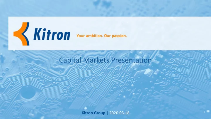 capital markets presentation