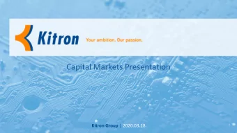 Capital Markets Presentation Kitron Group | 2020.03.18  1  Disclaimer  This presentation contains