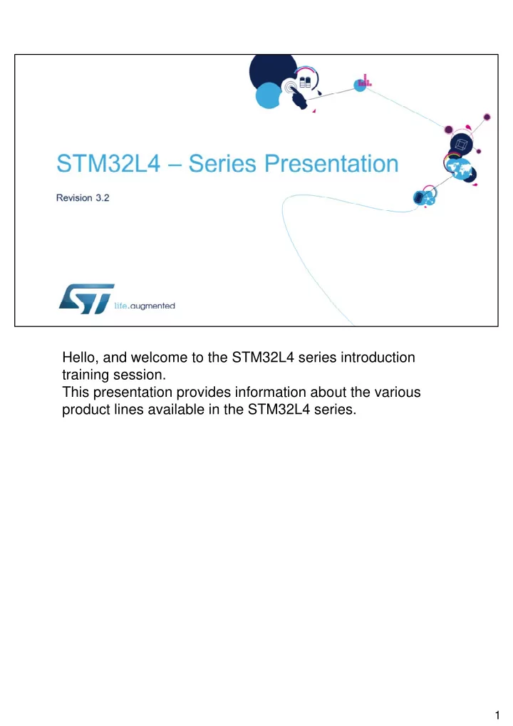 hello and welcome to the stm32l4 series introduction