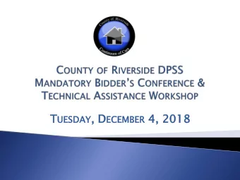 SDAY , , D ECEMB MBER 4, 2018  2018  UESDA  Welcome and Introductions  About the RFP