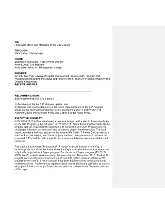 TO: Honorable Mayor and Members of the City Council  THROUGH: Mark Danaj, City Manager  FROM: