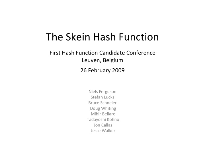 the skein hash function