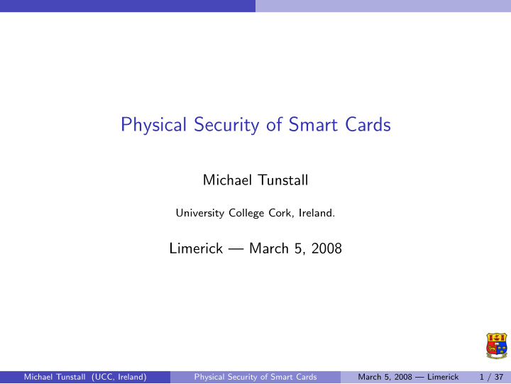 physical security of smart cards