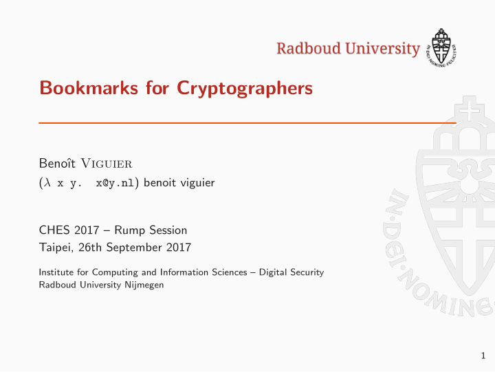 bookmarks for cryptographers