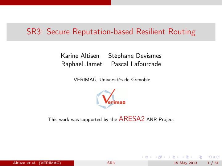 sr3 secure reputation based resilient routing