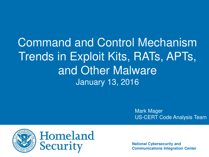 command and control mechanism trends in exploit kits rats