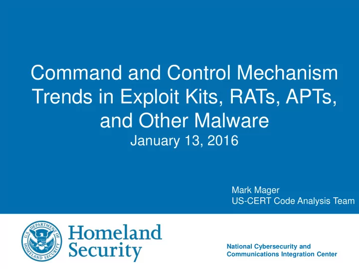 command and control mechanism trends in exploit kits rats