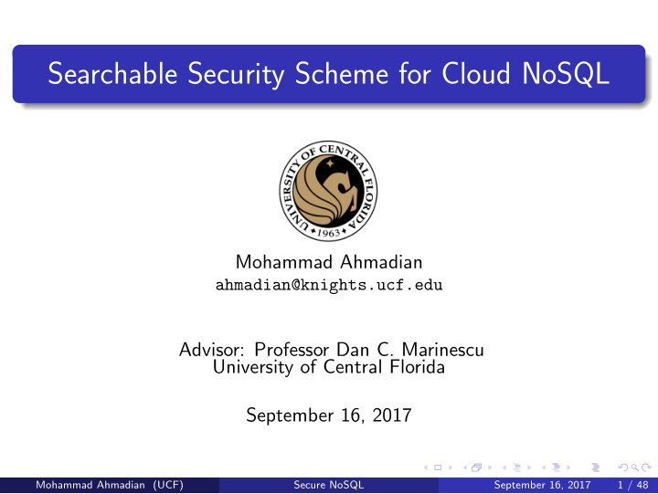 searchable security scheme for cloud nosql