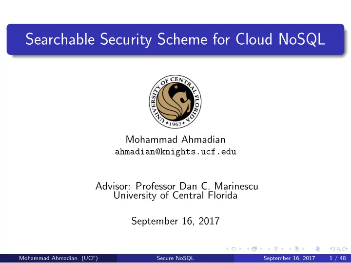 searchable security scheme for cloud nosql