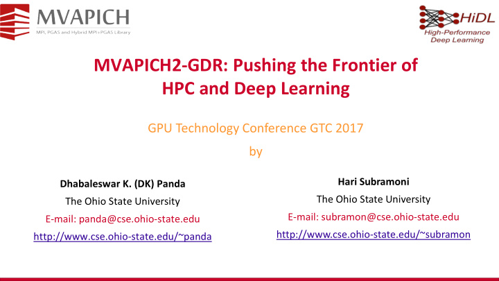mvapich2 gdr pushing the frontier of hpc and deep learning
