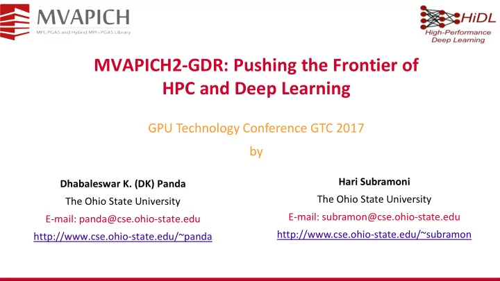 mvapich2 gdr pushing the frontier of hpc and deep learning