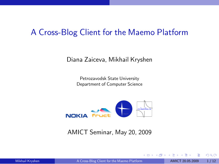 a cross blog client for the maemo platform