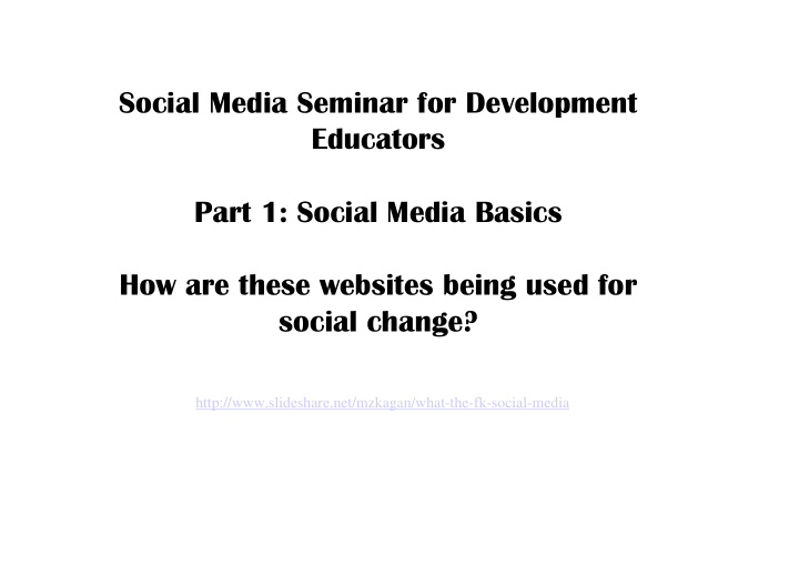 social media seminar for development educators part 1