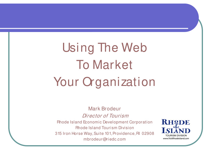 using the web to market your organization