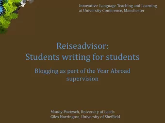 Reiseadvisor:  Students writing for students  Blogging as part of the Year Abroad  supervision