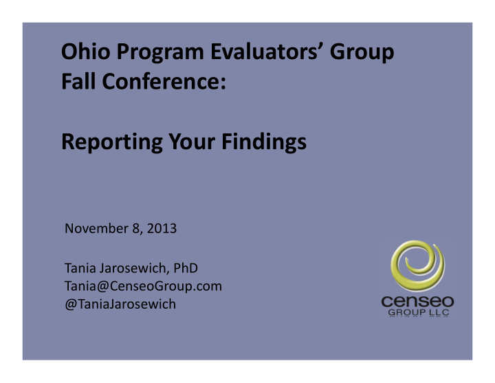 ohio program evaluators group fall conference reporting