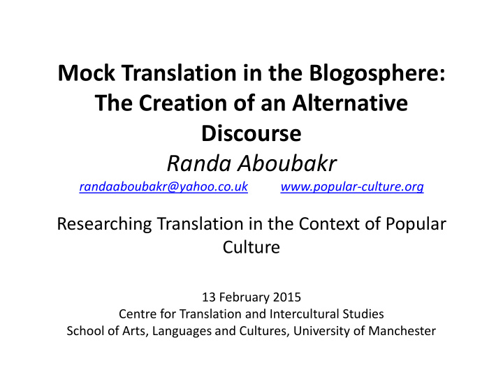 mock translation in the blogosphere the creation of an