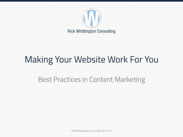 making your website work for you