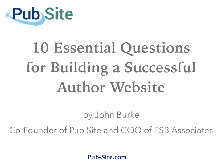 10 essential questions for building a successful author