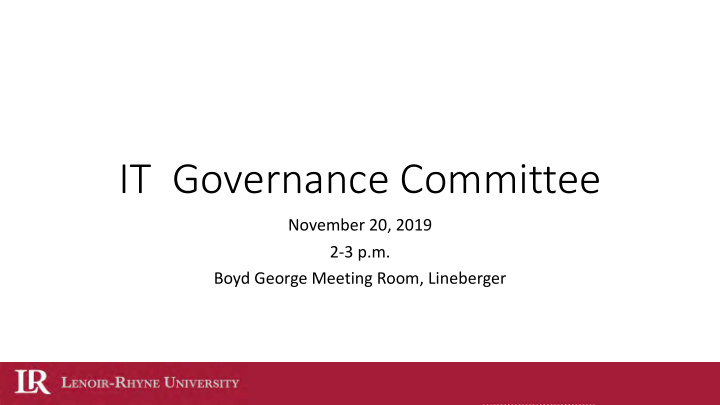 it governance committee