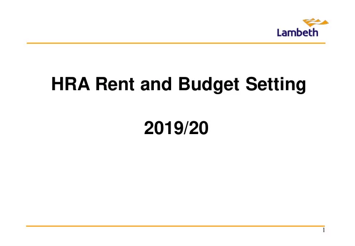 hra rent and budget setting