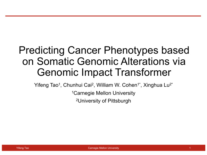 predicting cancer phenotypes based on somatic genomic