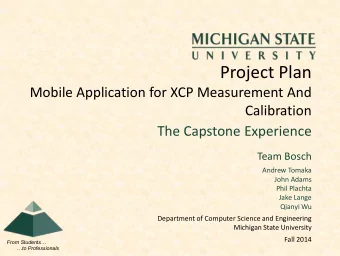 Project Plan  Mobile Application for XCP Measurement And  Calibration  The Capstone Experience