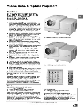 Video/ Data/ Graphics Projectors  DLA-M15U  30 - 55% shiftable axis, 1.5:1 (throw: screen-width)