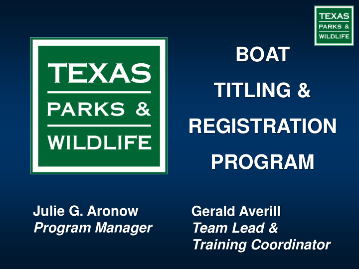 boat titling registration program