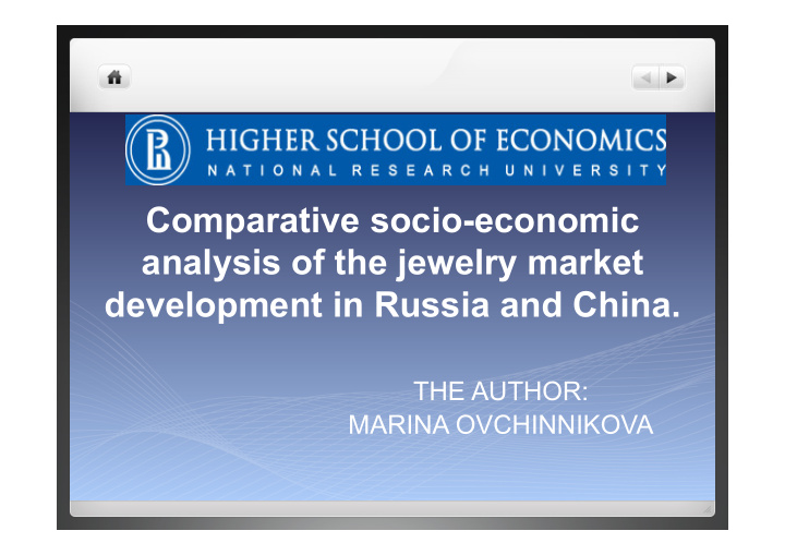 comparative socio economic analysis of the jewelry market