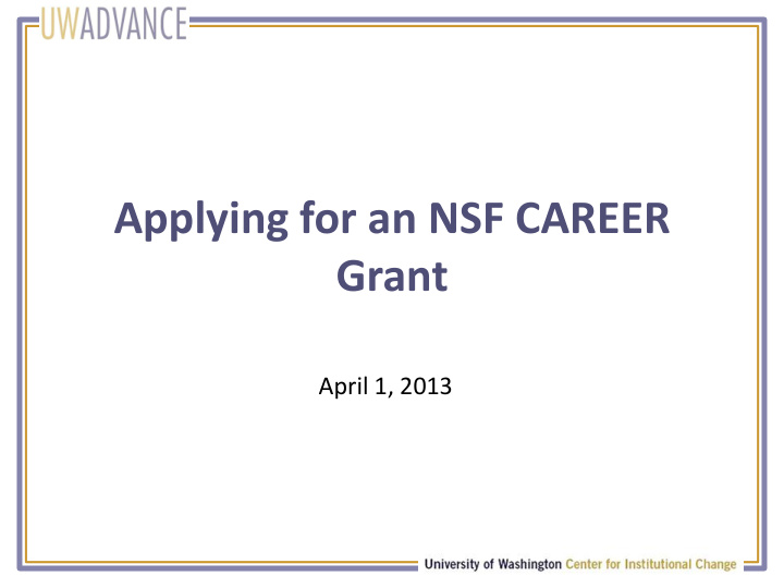 applying for an nsf career