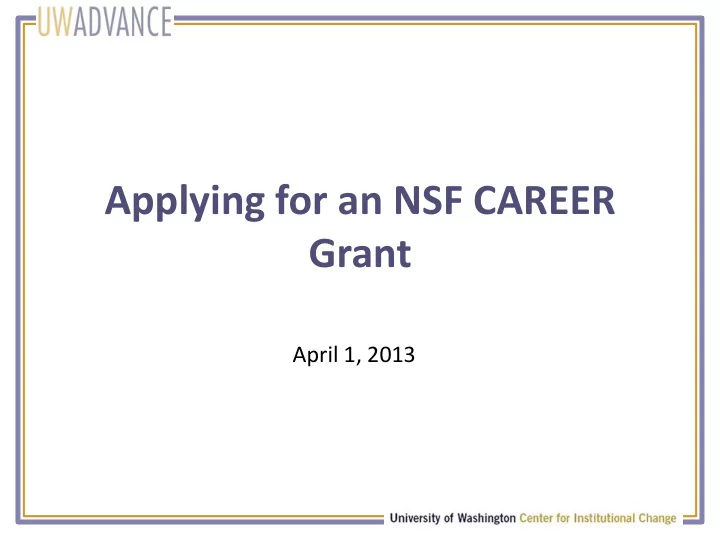 applying for an nsf career